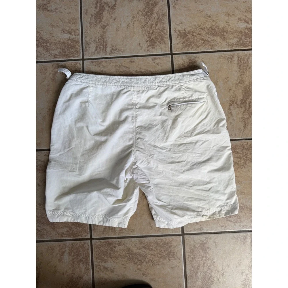 Orlebar Brown Dane II Mens Swim Shorts Off White Adjustable Side Fasteners 38